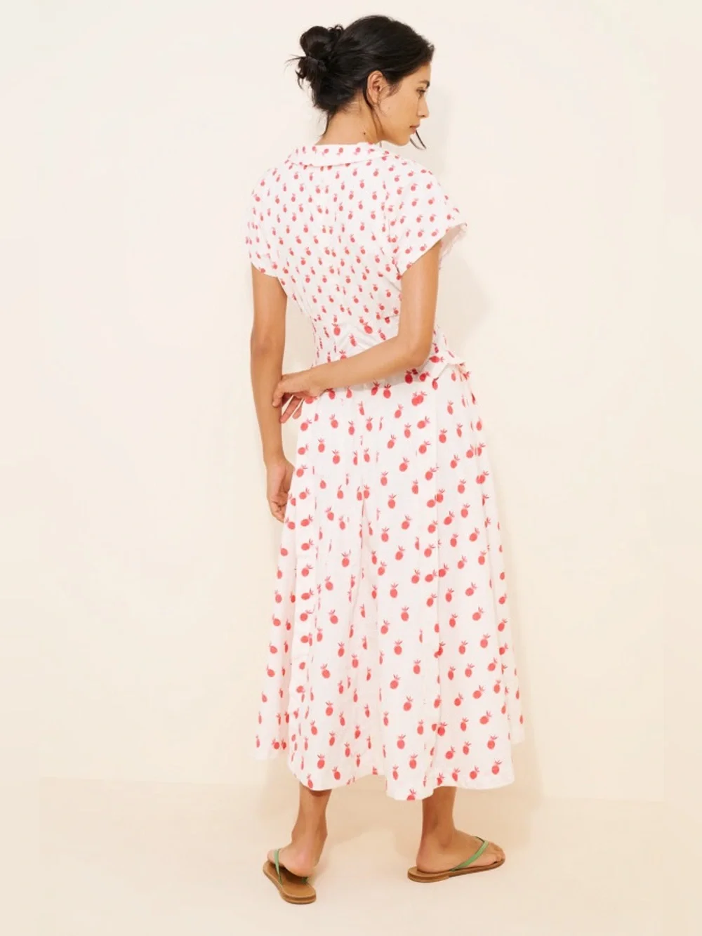 Anthropologie Short-Sleeve V-Neck Pleated Midi Dress - Picture 2 of 6